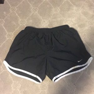 Black nike shorts with white stripes!